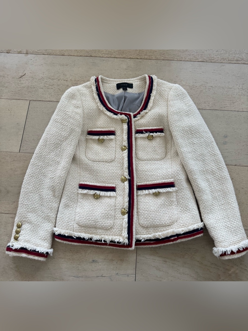 J.crew Fringy Tweed Jacket lady Blazer 00 - Picture 4 of 8